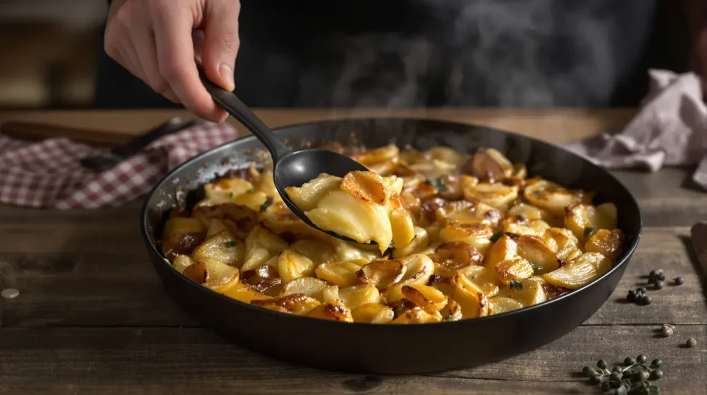 Ce gratin ultra simple aux pommes, oignons et bouillon est encore plus gourmand que le dauphinois